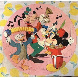 Junior Guild Disney 20 Inch Puzzle Band Mickey Mouse Goofy Round Puzzle C37